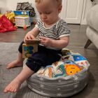 Child&#039;s pouffe. A comfy spot for reading. Made from offcuts and stuffed with scraps of organic fleece and other fabrics.